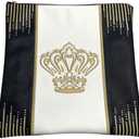Jewish Tallit Bag with Gold Crown Embroidery, Black and White with Rhinestone Accents, Zippered Tallis Storage Pouch