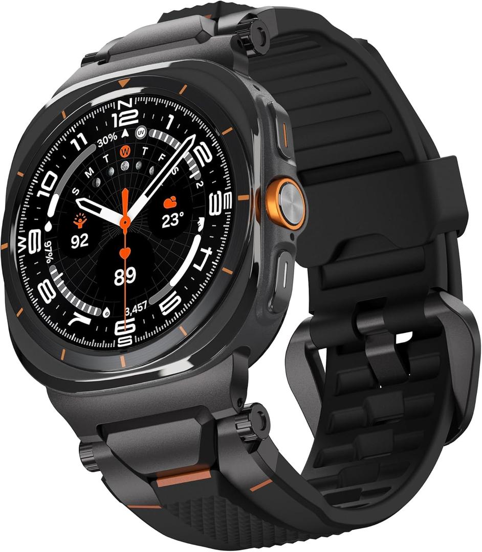 ULTIMAL Watch Band for Samsung Galaxy Watch Ultra 47mm (2025/2024) Compatible with Samsung Watch Strap Bands for Men Sport Bands for Watch Rugged Premium TPU & Metal (Black+Black)