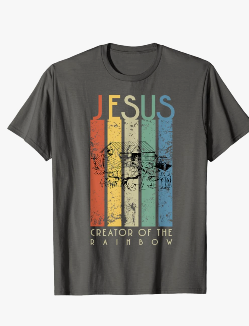 JESUS The Creator of the Rainbow (Noah and the Ark) T-Shirt L
