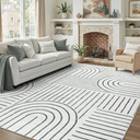 DCX Abstract Machine Washable 8x10 Rug, Gray Modern Accent Rug for Living Room, Soft Low Pile Non Slip Carpet, Kid & Pet Friendly Stain Resistant Rug for Bedroom Dining Room Office