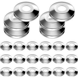 Honoson 24 Pieces 1/2 Inch Escutcheon Plates Pipe Covers Chrome Plated 304 Stainless Steel Escutcheon Flange Plumbing Cover Plates for 5/8 Inches OD Copper, PEX, PVC Pipe Wall Covers