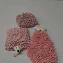 3-Pack Animal Chenille Towels - Kitchen, Bathroom Hand Towels with Loops, Quick-Dry Absorbent (Light Pink)