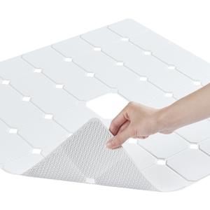 Shower Mat Non Slip Silicone Soft Odorless Bathtub Mat Non Slip No Suction Cups for Refinished,Reglazed and Textured Bath Tub Mat 24 X 24 Inch White