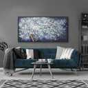 Modern Wall Art Nature Art Canvas Artwork Wall Decor Painting Dark Blue And White Abstract Tree Plants With Framed For Bedroom Living Room Dining Room Home Office Modern Abstract Artwork 24"×48"