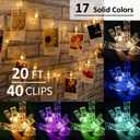 Solhice 20ft Photo Clips String Lights Color Changing 40 LEDs, Hanging Lights for Teen Girls Room Decor, Teenage Christmas Gifts, Indoor Bedroom USB Wall Lights for Pictures with Remote