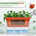 OurWarm Windowsill Herb Planter Box Indoor Set of 3, 10.5 Inch Self Watering Planter Pots with Visual Water Level Window, Modern Plastic Plant Pots for Herbs, Vegetables, Succulents Plants