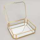 Octagonal Glass Vintage Jewelry Display Box Hexagon Elegant Display Jewelry Organizer Dustproof Gift for Women (A Style A,8.4'*1.2''*6.5''*5.2'')