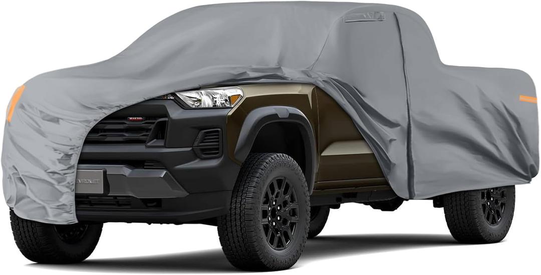 Waterproof Truck Cover Compatible with Chevy Colorado/GMC Canyon CrewCab 5.1ft/Extended Cab 6.1ft, 10 Layers Truck Covers with Inner Cotton and Windproof Bands, Zipper Door for Snow Rain Protection