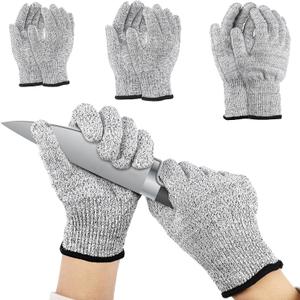 Cut Resistant Gloves, Level 5, Non-Slip Grip, Machine Washable, for Kitchen, Oyster Shucking, Woodworking (Grey(female))