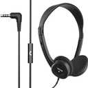 Maxell 199845 6ft Cord Adjustable Headband Wired Headphones with Microphone, Black Sound, Comfortable Fit, and Clear Audio for Calls and Music