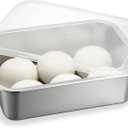 BSTKEY Pizza Dough Proofing Box, Stackable Stainless Steel Food Storage Box Container with Lid, Fits 4-6 Dough Balls, 14.1 x 10.6 Inch Large Capacity Household Pizza Dough Container