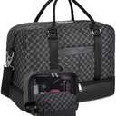 BOVIP Weekender Bags for Women Overnight Bag Large Canvas Travel Duffel Bag with Shoe Compartment Carry On Tote Bag 3Pcs Set Black