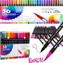 Dual Markers Brush Pens, 36 Fine Point Art Marker, Double Tip Colored Pen for Adult Coloring Hand Lettering, School Classroom Art Suppliers