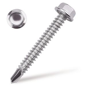 #12 x 2 (50 pcs) Hex Washer Head Self Drilling Screws, 410 Stainless Steel Metal Sheet Tek Screws, Self Tapping Point, No Pre-drilled Hole Needs