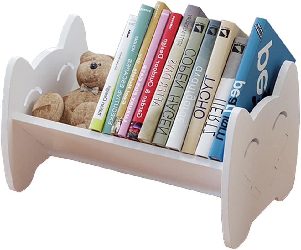 Hggzeg Kids Bookcase, Small Desktop Children Bookshelf, White Book Organizer for Kids Room, Tabletop Book Shelf and Storage Rack in Living Room/Office/Home(White)