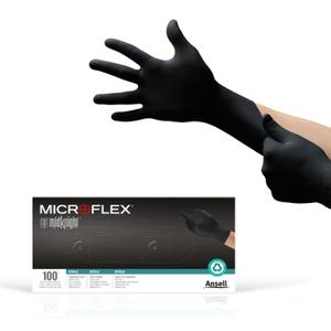 Ansell Microflex MidKnight MK-296 Disposable Nitrile Gloves for Mechanics, Auto, Cleaning, Tattoos w/Full Texture - Small, Black (Box of 100) (Small (Pack of 100))