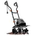 Electric Garden Tiller Cultivator, 15 Amp, 18 Inch Tilling Width, 8.7 Inch Depth, 24 Steel Tines, 380 RPM, Corded Rototiller w/Adjustable Wheels & Foldable Handle & Safety Switch for Soil Cultivation