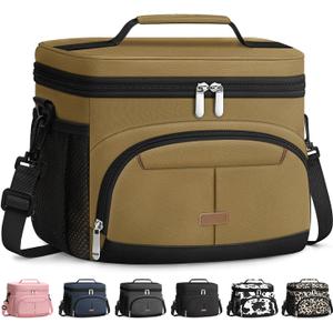 Pritent Lunch Box for Man Women, Insulated Lunch Bag Cooler Bag Leakproof Lunchbox Lunch Tote Bags with Removable Strap for Work School Picnic Travel (Khaki/12L