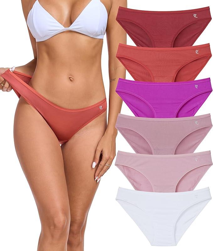 ANLIQI Modal Underwear Women Supersoft Bikini Panties for Women Pack Hi Cut Hipster Breathable Comfy Stretchy Ladies Undies, 6 piece, L 