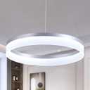 Buccleuch Modern LED Pendant Light, Dimmable LED Chandelier for Dining Room Light Fixture, 19.7 inch Silver Round Pendant Light for Kitchen Island, Height Adjustable Ceiling Light Fixture