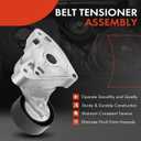 A-Premium Belt Tensioner Assembly with Pulley Compatible with Honda Accord 2003-2007, Civic 2006-2015, CR-V, Element & Acura TSX, CSX, RDX, ILX, Replace# 31170RAAA01, 31170PNA023