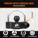 METOWARE Universal Trailer Coupler Lock, Adjustable Heavy-Duty Trailer Htich Locks Fit 1-7/8 Inch, 2 Inch, 2-5/16 Inch Couplers with 2 Keys Black