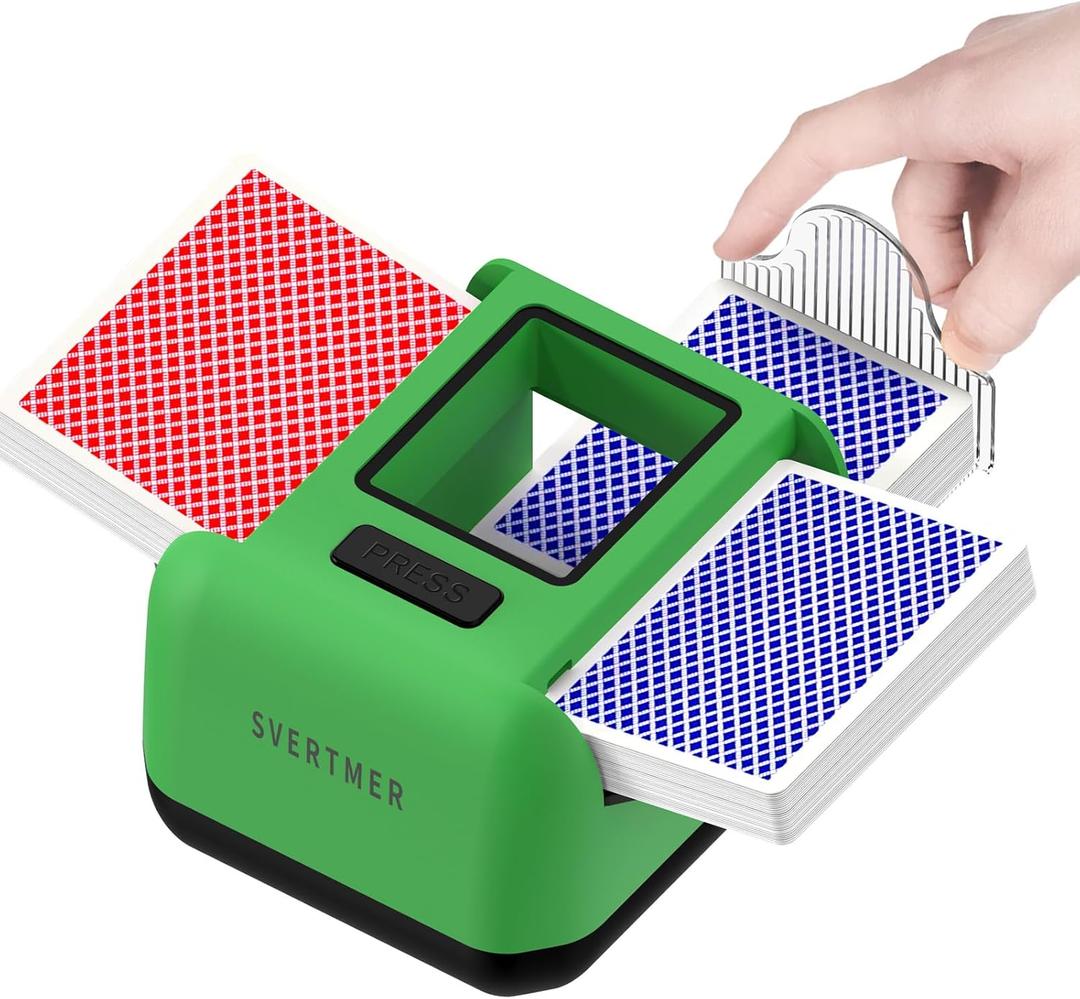 Automatic Card Shuffler|1-2 Deck Electric Card Shuffle Machine|Portable Rechargeable Batteries of Poker,Blackjack,Uno,Skip-Bo,Phase 10 More Playing Shuffler for Home Game,Travel