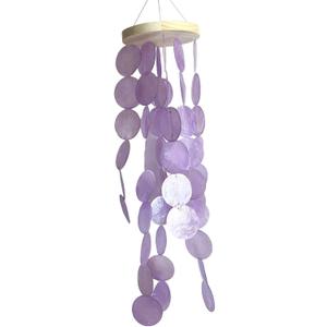 60cm Sea Glass Wind Chime, Capiz Shell Garden Decor Wind Chime for Outdoor Gifts for Women Mom Grandma, Beach Garden Indoor Outdoor Decor (Purple)