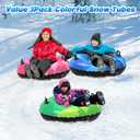 3Pack Snow Tubes, Snow Sled for Kids and Adults, Cold-Resistant Inflatable Snow Tube, Thickened Heavy Duty Sleds for Winter with Handles, Snow Toys, Snow Sleds for Family Activities Outdoor Fun (Green, Pink, Blue)