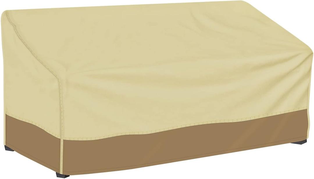 iCOVER Patio Sofa Loveseat Cover, Rainproof Outdoor Furniture Set Covers Waterproof Deep Lounge Protection, Easy On/Off, Buckles Drawstring Design,90"x34"x32" (LxDxH) (Sand)