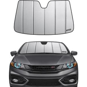 Pigenius Windshield Sunshade for Honda Civic Sedan 2012-2015, Premium Grey Leather Finish