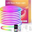 Neon Rope Lights, 16.4ft Smart RGB+IC LED Strip Lights with App & Remote Control, IP67 Waterproof Flexible Neon String Lights for Bedroom, Music Sync, DIY Multiple Modes for Wall Gaming Christmas Home