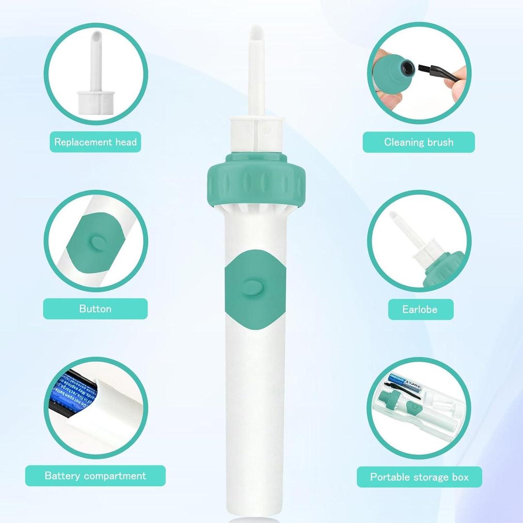 Ear Vacuum Wax Removal Tool with Soft Tips(Green)