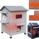 Heated Cat House for Outside in Winter with Escape Door Insulated Cat House, 2 Story Waterproof Cat House for Outdoor Cats, 100% Insulated Outdoor Cat House with Insulated Liner & Heating Pad, 21.5"D x 21"W x 34"H