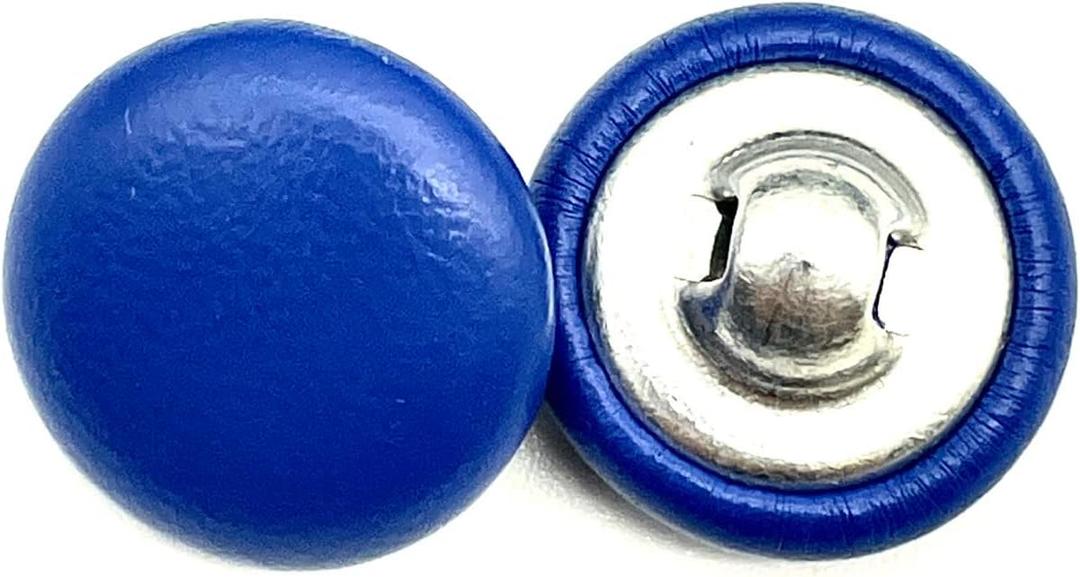 20PC Royal Blue Leather Covered Sewing Buttons with Metal Shank,Leather Buttons for Clothes,Dress,Suits,DIY Projects,Sewing Accessories15mm
