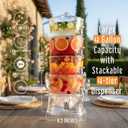 Party Tower Beverage Dispenser 4 Chambers - Large Drink Dispensers For Parties With Spigot & Lid - Plastic Drink Dispenser For Juice/Lemonade -Punch Dispenser For Parties 4 Gallon/Containers