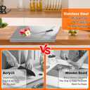 Stainless Steel Cutting Board with 2 Pack Non-Slip Mats, Yoposeo Heavy Duty Baking Cutting Chopping Boards for Kitchen, Meat, Fruits, Vegetables, Bread and Baking (19.7" X 15.7"/ 50 X 40cm)