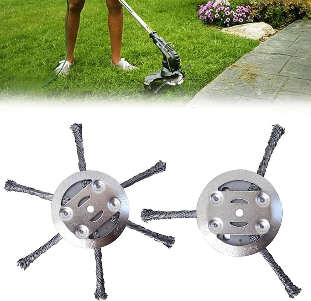 2 Pack 6 inch Steel Wire Brush Cutter Trimmer Head, Weed Trimmer Replacement Head, Durable Head for Home Users, for Electric Battery Powered Cordless String Trimmer