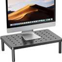 WiseBegan Monitor Stand for Desk - Ergonomic Monitor Riser, Laptop Stand with Non-Slip Pads, Sturdy & Stable Computer Stand with Cooling Holes, Desk Organizer for Laptop, Printer, 14.1''×9.4''×3.9''
