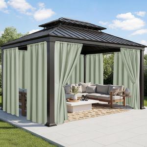 Outdoor Curtains for Patio Waterproof - 8 Panels Weatherproof Privacy Outside Curtains with Rod Pocket for Pergola, Gazebo, Porch, Cabana, Balcony, 54 x 84 Inch, Sage Green