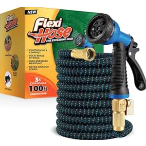 100 ft Expandable Garden Hose - Ultra Flexible,Durable Collapsible Latex Core & Solid Brass Fitting, No Kink-Free Expanding Garden Pipes Hose - RV, Gardening Marine and Camper Water Garden Hoses