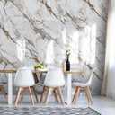 Marble Peel and Stick Waterproof Wall Paneling, 118" x 47" Calacatta Gold Glossy Finish Self-Adhesive Backsplash Tile Vinyl Wall Panel for Kitchen Bathroom Wall Decor, Covers 38.75 Sq. Ft.