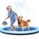 VISTOP Non-Slip Splash Pad for Kids and Dog, Thicken Sprinkler Pool Summer Outdoor Water Toys - Fun Backyard Fountain Play Mat for Baby Girls Boys Children or Pet Dog (67 inch, Blue/Blue)