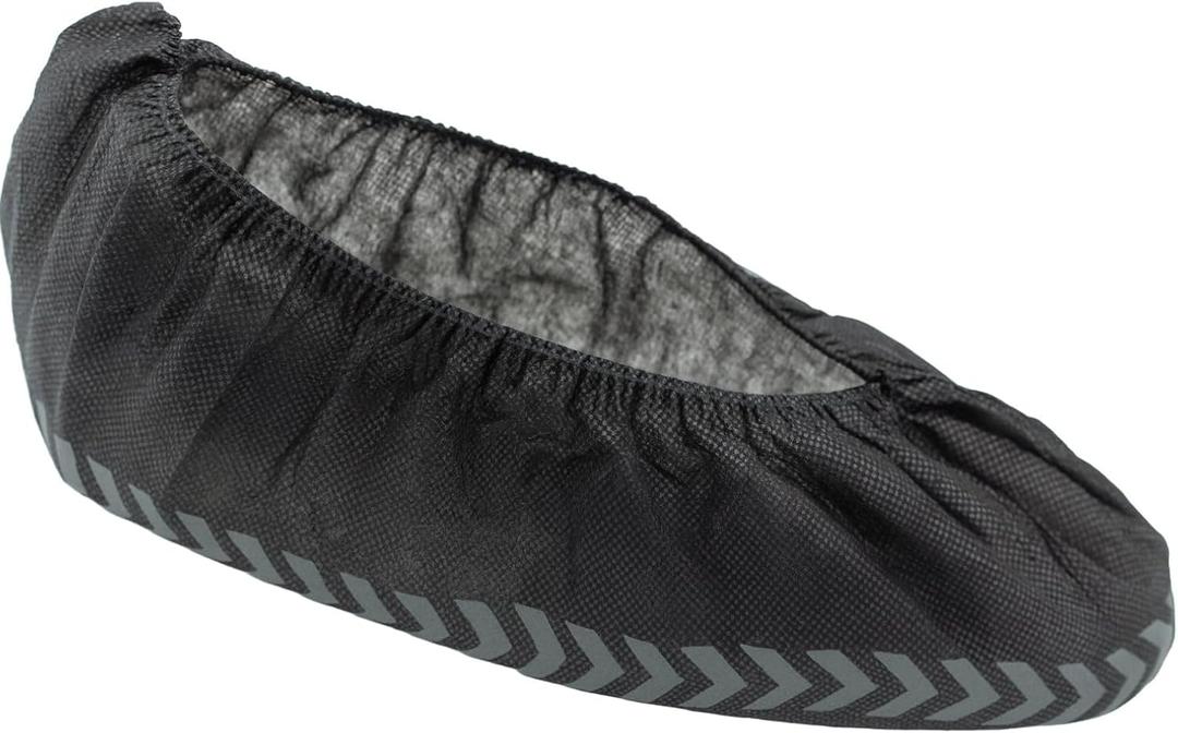 Premium Disposable Boot & Shoe Covers Booties, Durable, Non-Slip, Non-Toxic, Recyclable Protectors, Fits Most Shoes - Black - Pack of 100 (50 Pairs) (Standard)