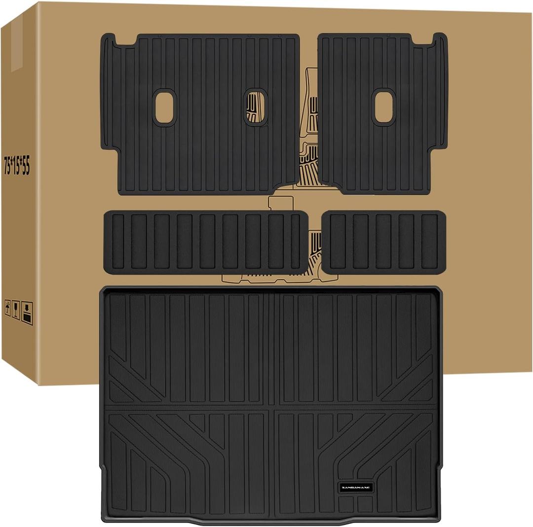 Cargo Mat& Backrest Protector for 2021-2025 Ford Bronco 4 Door - Trunk Liner with Backrest Mats, Custom All-Weather TPE Protector Accessories Black