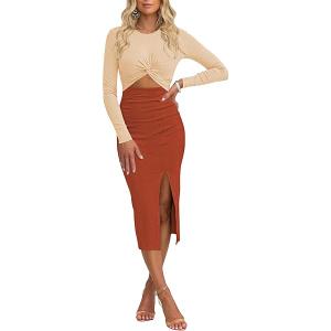 TOLENY Fall Dresses for Women 2023 Long Sleeve Twist Knot Cut Out Bodycon Cocktail Party Dress
(Medium)