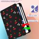 Uppuppy for iPad mini 4 Case for iPad mini 5th Generation Case - 360 Rotating Stand Folio Smart Cover with Pencil Holder for Women Girls, Cherry Bow Flowers for Apple Tablet Mini 7.9 inch 2019/2015
