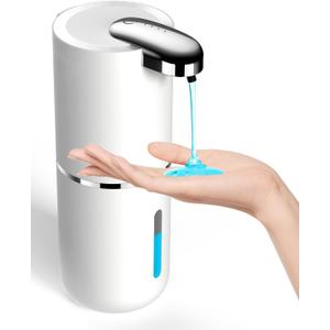 ZTJ Automatic Liquid Soap Dispenser, Electric/Touchless Soap Dispenser with Waterproof Pump for Bathroom/Kitchen, 4-Levels Adjustable USB-C Rechargeable, 13.5oz/400ml Capacity, Liquid Style, White