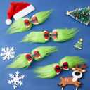 Norme 6 Pcs Christmas Hair Bow for Women 6 Inch Green Furry Hair Clip with Red Bow for Christmas Holiday Costume Accessories for Parties Gifts Decoration