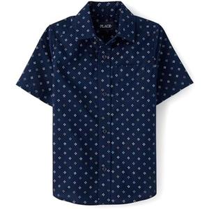 The Children's Place boys Short Sleeve Button Up Shirt L